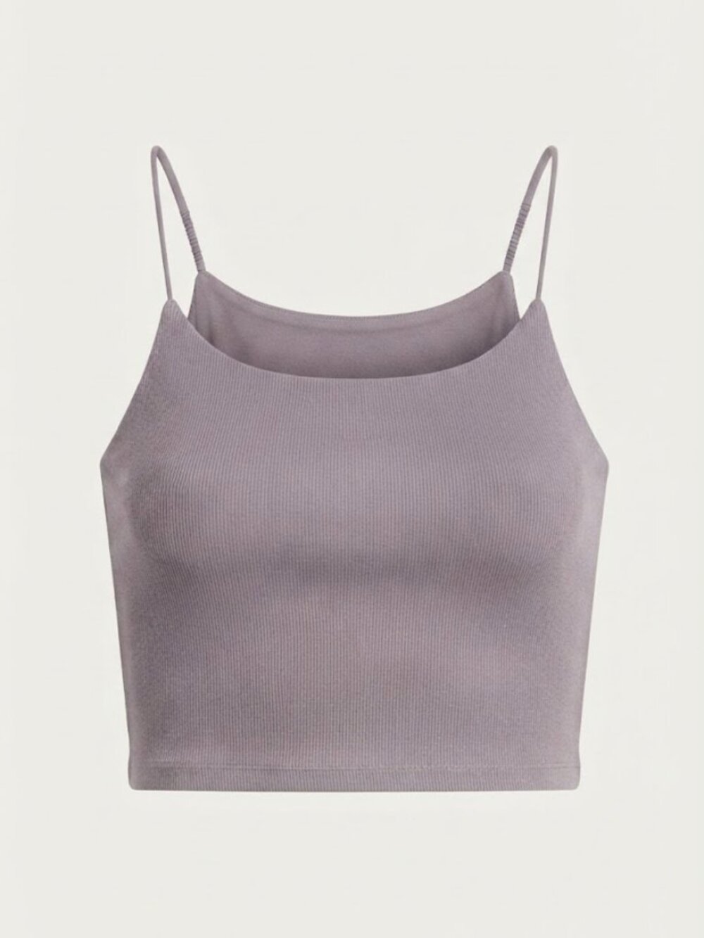 Round Neck Spaghetti Straps Rib Knit Cropped Top
